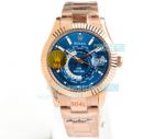 Swiss Grade 1 Rolex Sky Dweller Rose Gold N9 Factory Replica Watch Blue Dial 42MM